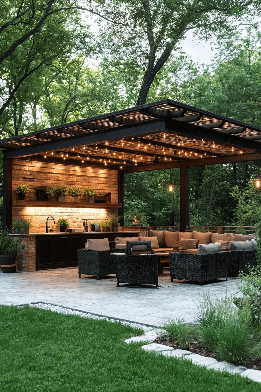 Covered timber garden pavilion